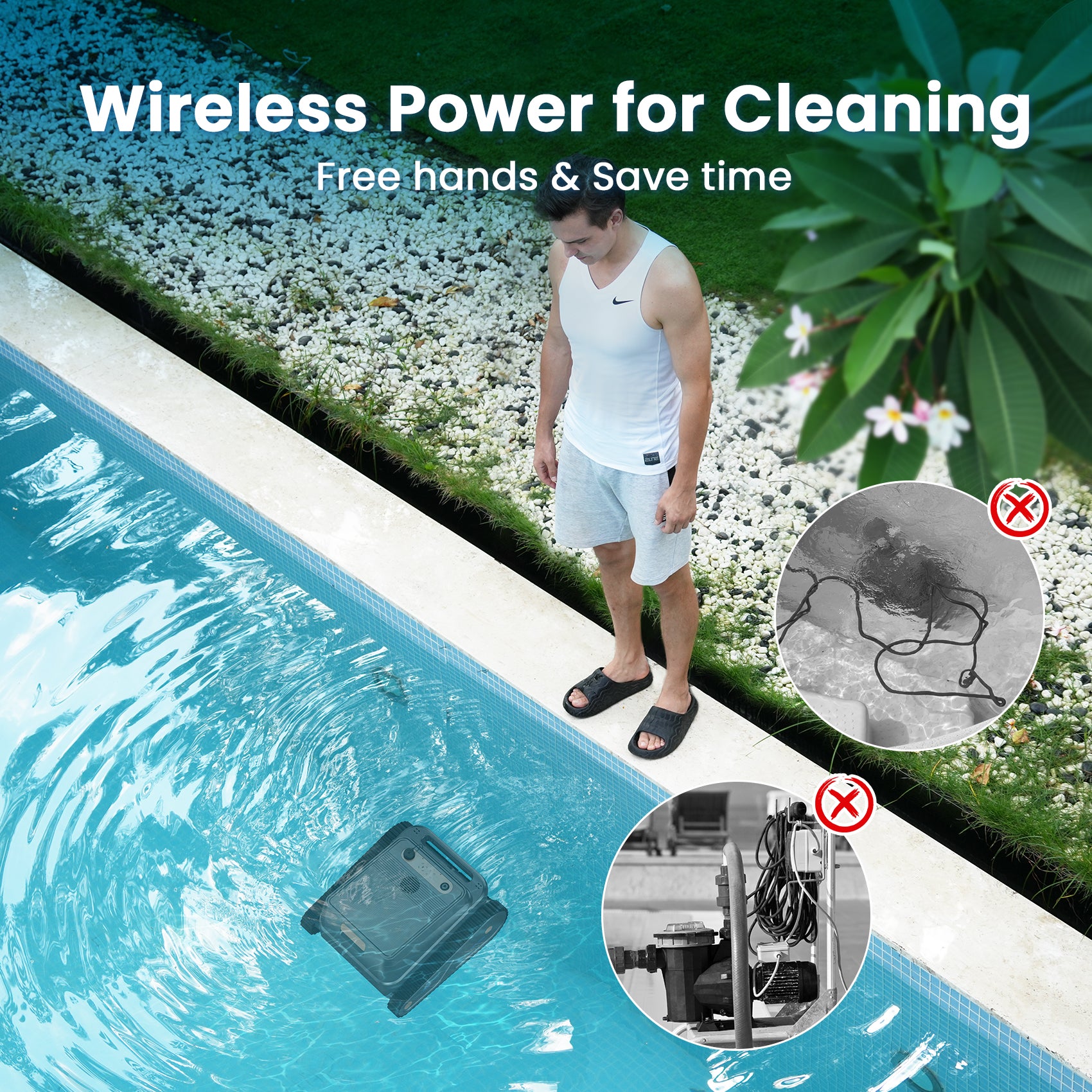 U8 Cordless Robotic Pool Cleaner, 2026 Upgraded Pool Vacuum, Wall-Climbing & Waterline Cleaning, 150min Runtime, Intelligent Route Planning, for Inground Pools up to 2,000 Sq.ft