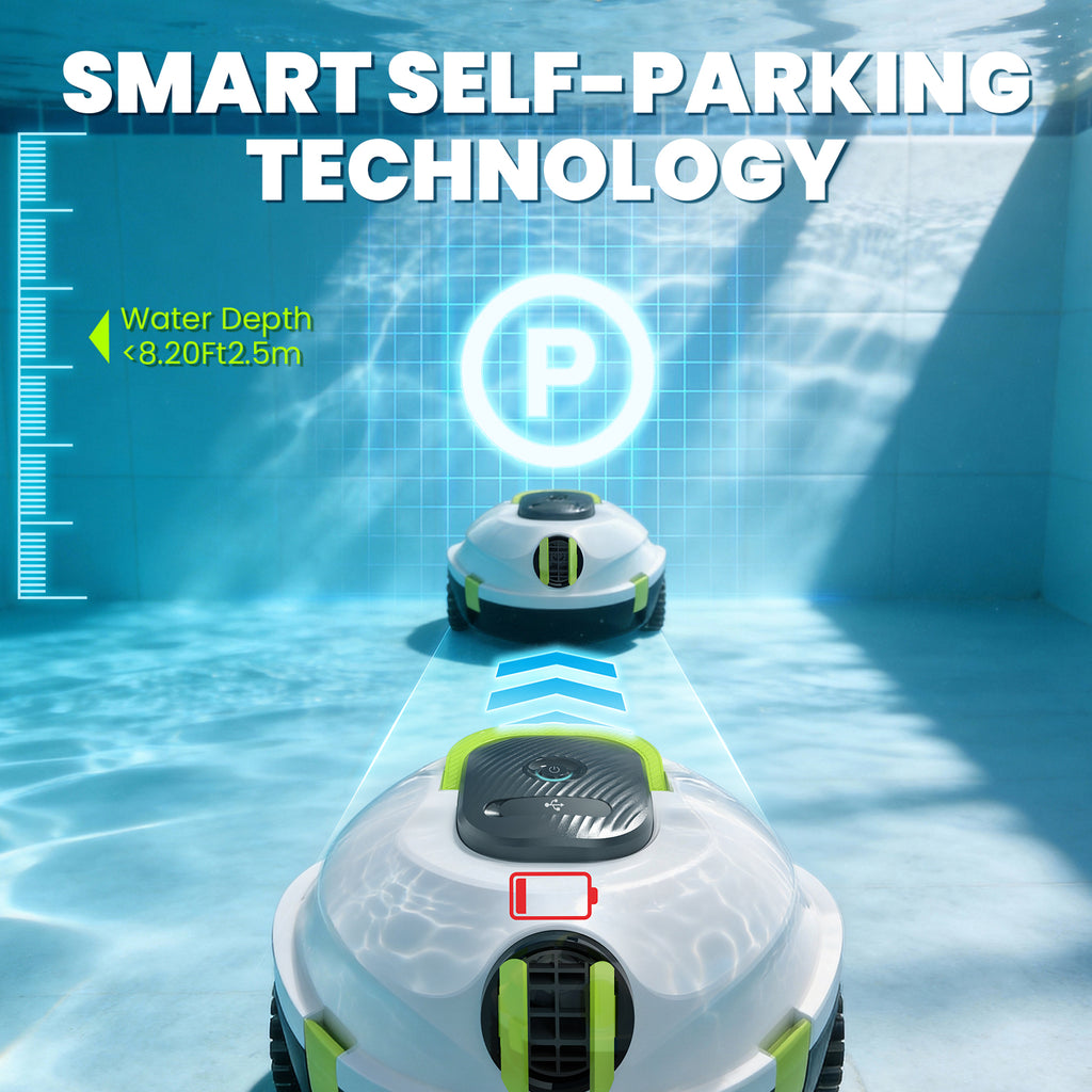 Y20 Robotic Pool Cleaner, Cordless Pool Vacuum for Above Ground & Inground Flat Pools with Dual Motors, 150 Min Runtime, Auto-Parking, Powerful Pool Vacuum Robot for Up to 1300 Sq.Ft