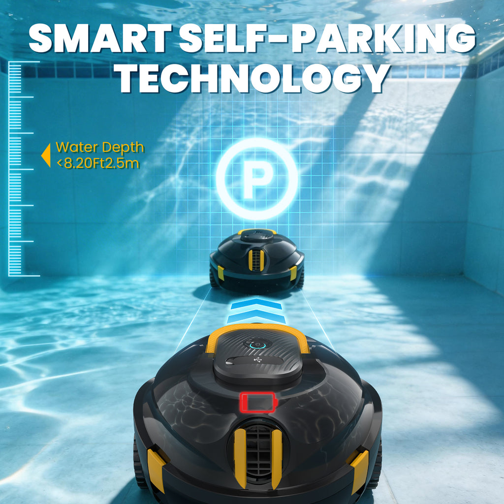 Y20 Robotic Pool Cleaner, Cordless Pool Vacuum for Above Ground & Inground Flat Pools with Dual Motors, 150 Min Runtime, Auto-Parking, Powerful Pool Vacuum Robot for Up to 1300 Sq.Ft