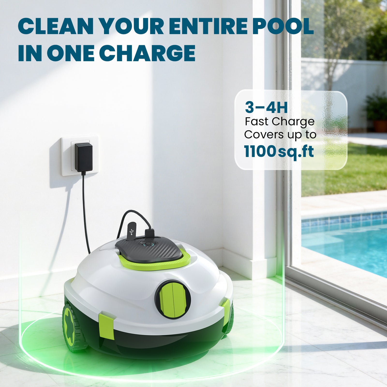 Y20 Robotic Pool Cleaner, Cordless Pool Vacuum for Above Ground & Inground Flat Pools with Dual Motors, 150 Min Runtime, Auto-Parking, Powerful Pool Vacuum Robot for Up to 1300 Sq.Ft