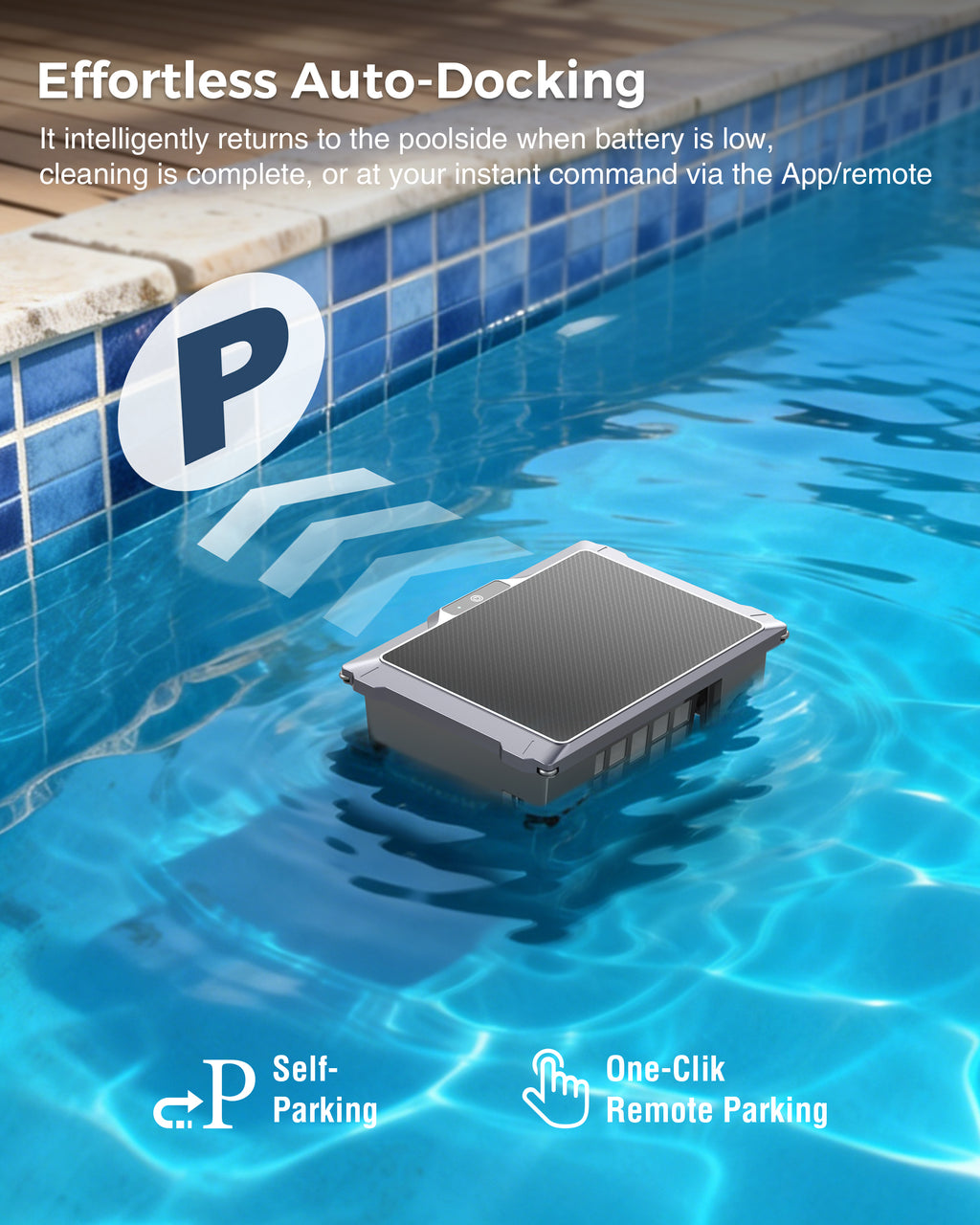 T2B Solar Pool Skimmer Robot via App & Remote Control, 2026 Upgraded Automatic Robotic Pool Surface Cleaner with 24/7 Cleaning, Dual Charging, Auto-Dock & Smart Nav, Inground & Above-Ground Pools