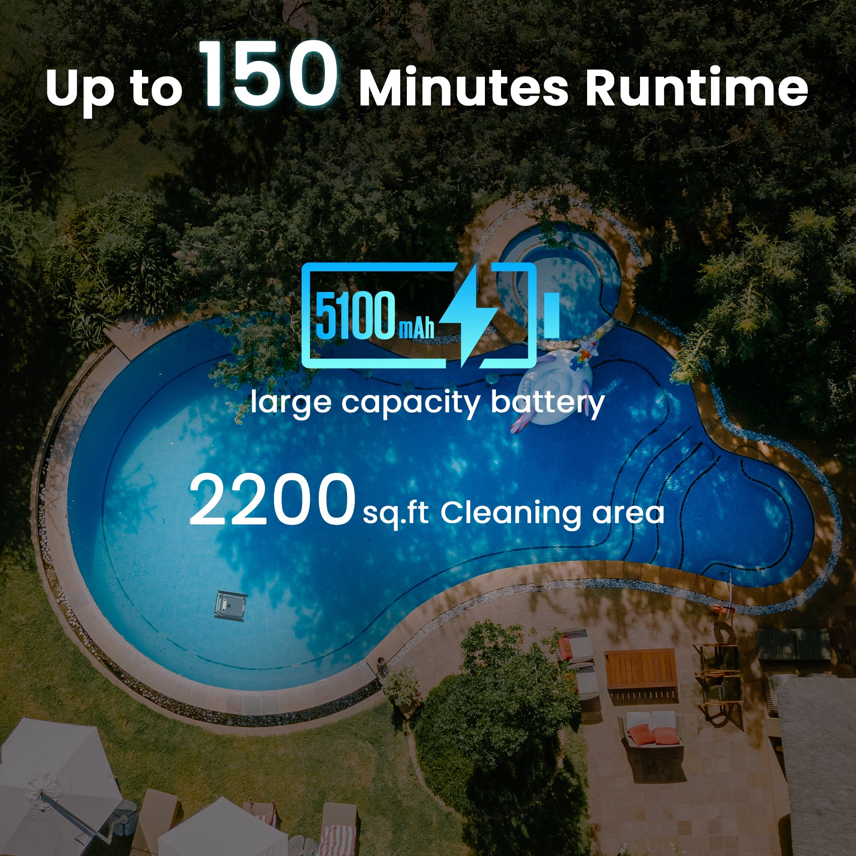 U8 Cordless Robotic Pool Cleaner, 2026 Upgraded Pool Vacuum, Wall-Climbing & Waterline Cleaning, 150min Runtime, Intelligent Route Planning, for Inground Pools up to 2,000 Sq.ft