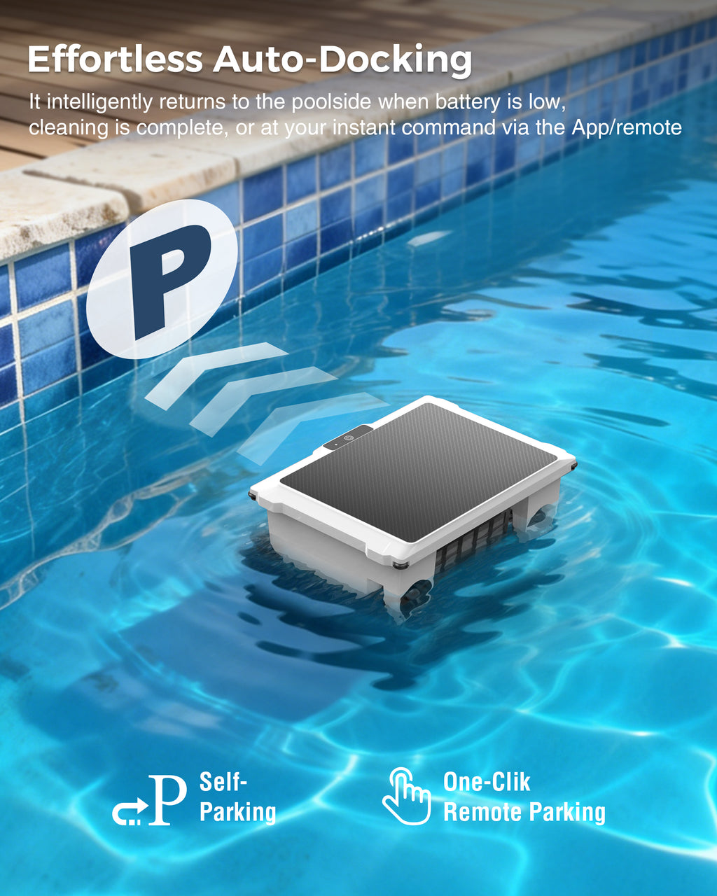 T2B Solar Pool Skimmer Robot via App & Remote Control, 2026 Upgraded Automatic Robotic Pool Surface Cleaner with 24/7 Cleaning, Dual Charging, Auto-Dock & Smart Nav, Inground & Above-Ground Pools