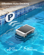 T2B Solar Pool Skimmer Robot via App & Remote Control, 2026 Upgraded Automatic Robotic Pool Surface Cleaner with 24/7 Cleaning, Dual Charging, Auto-Dock & Smart Nav, Inground & Above-Ground Pools