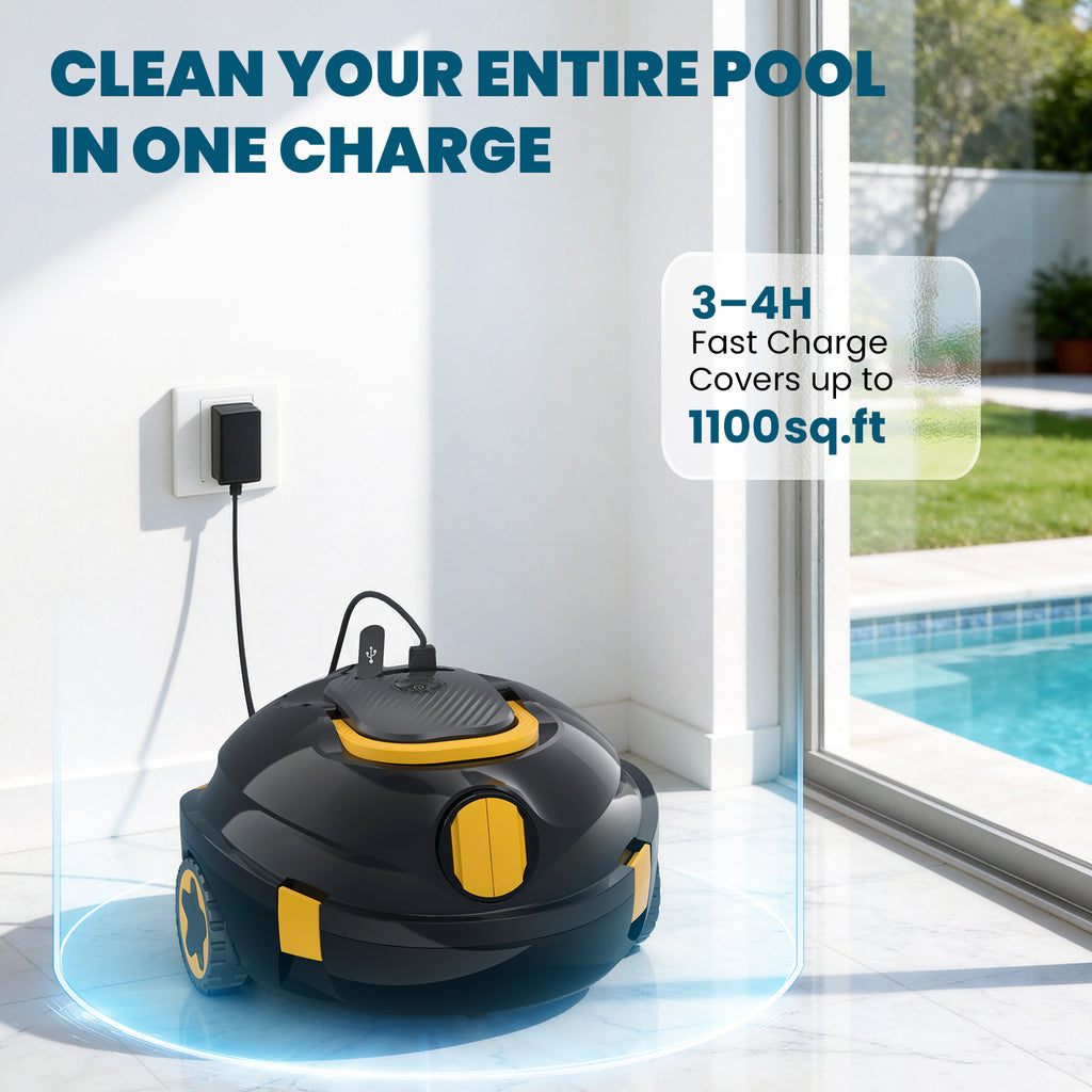 Y20 Robotic Pool Cleaner, Cordless Pool Vacuum for Above Ground & Inground Flat Pools with Dual Motors, 150 Min Runtime, Auto-Parking, Powerful Pool Vacuum Robot for Up to 1300 Sq.Ft