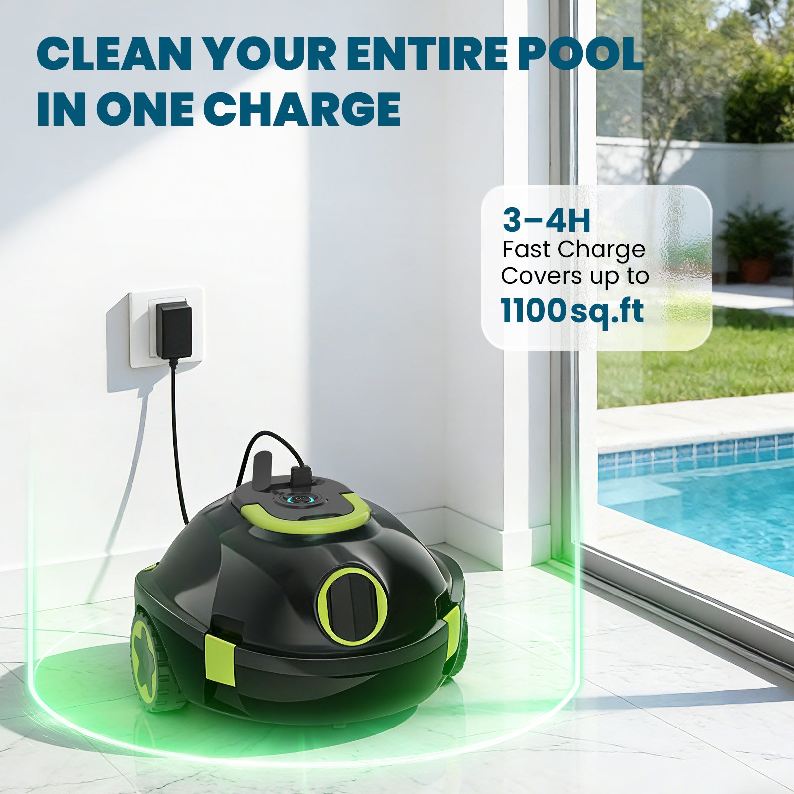 Robotic Pool Cleaner, Cordless Pool Vacuum for Above Ground & Inground Flat Pools with Dual Motors, 120 Min Runtime, Auto-Parking, Powerful Pool Vacuum Robot for Up to 1100 Sq.Ft