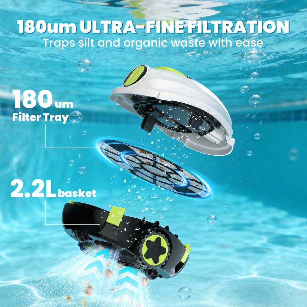 Y20 Robotic Pool Cleaner, Cordless Pool Vacuum for Above Ground & Inground Flat Pools with Dual Motors, 150 Min Runtime, Auto-Parking, Powerful Pool Vacuum Robot for Up to 1300 Sq.Ft