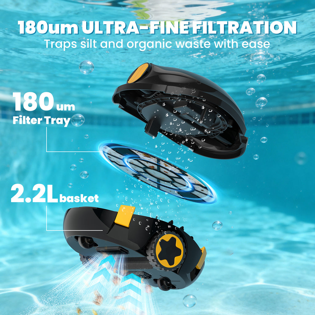 Y20 Robotic Pool Cleaner, Cordless Pool Vacuum for Above Ground & Inground Flat Pools with Dual Motors, 150 Min Runtime, Auto-Parking, Powerful Pool Vacuum Robot for Up to 1300 Sq.Ft