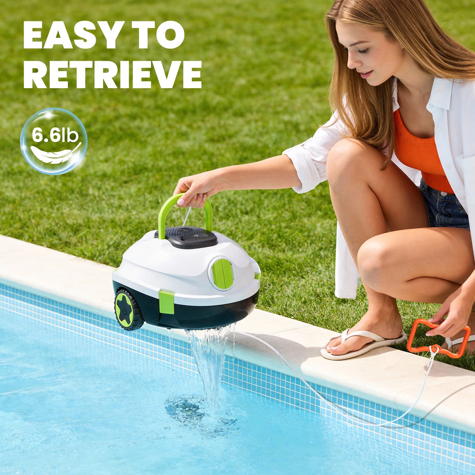 Y20 Robotic Pool Cleaner, Cordless Pool Vacuum for Above Ground & Inground Flat Pools with Dual Motors, 150 Min Runtime, Auto-Parking, Powerful Pool Vacuum Robot for Up to 1300 Sq.Ft