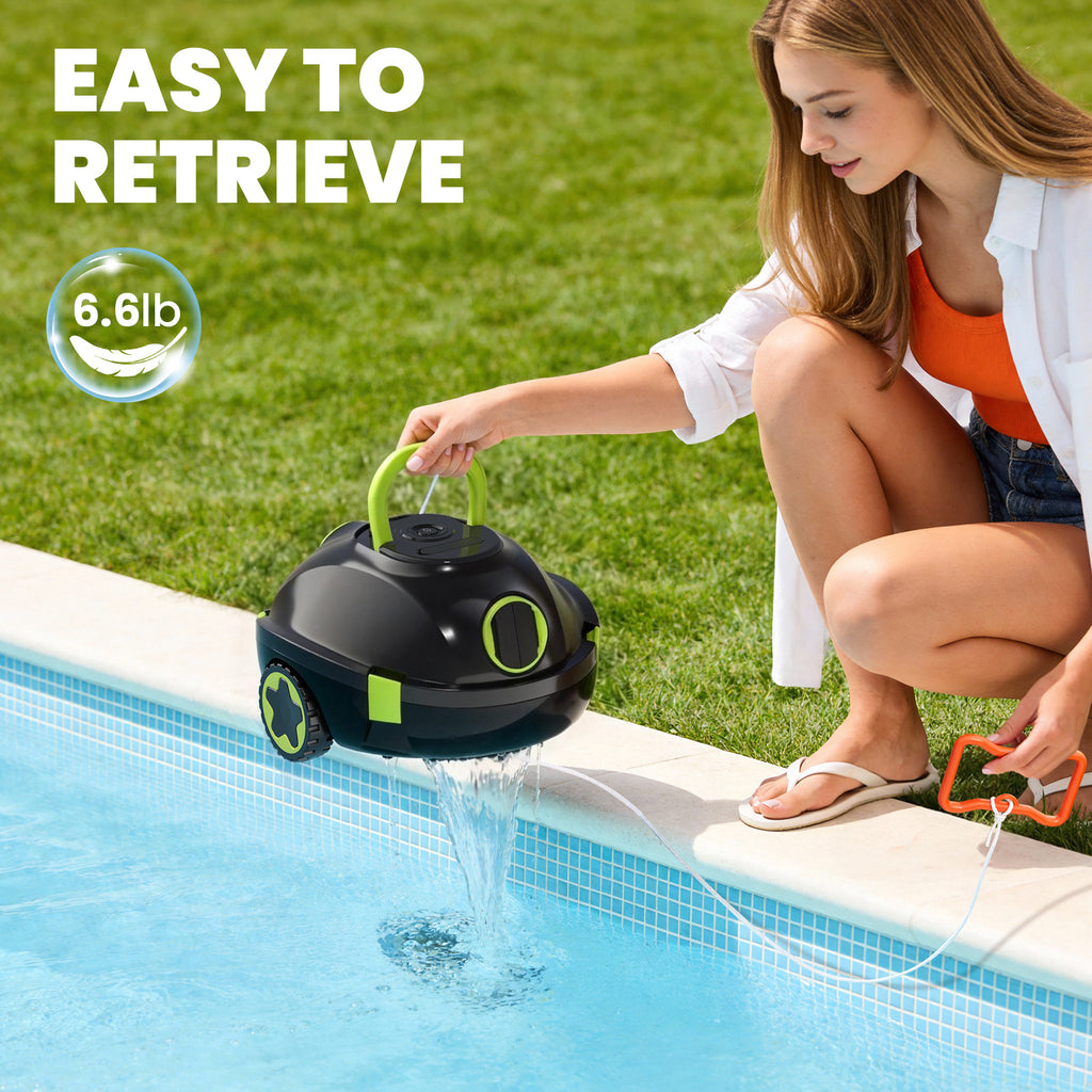 Robotic Pool Cleaner, Cordless Pool Vacuum for Above Ground & Inground Flat Pools with Dual Motors, 120 Min Runtime, Auto-Parking, Powerful Pool Vacuum Robot for Up to 1100 Sq.Ft