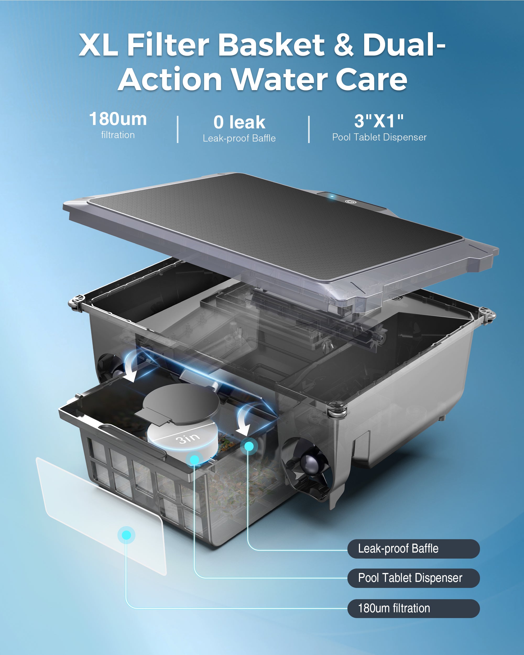 T2B Solar Pool Skimmer Robot via App & Remote Control, 2026 Upgraded Automatic Robotic Pool Surface Cleaner with 24/7 Cleaning, Dual Charging, Auto-Dock & Smart Nav, Inground & Above-Ground Pools
