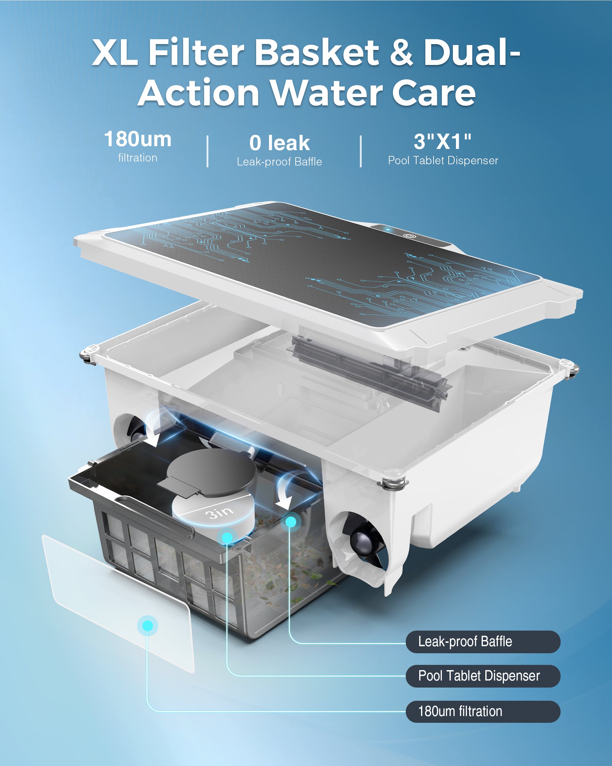 T2B Solar Pool Skimmer Robot via App & Remote Control, 2026 Upgraded Automatic Robotic Pool Surface Cleaner with 24/7 Cleaning, Dual Charging, Auto-Dock & Smart Nav, Inground & Above-Ground Pools