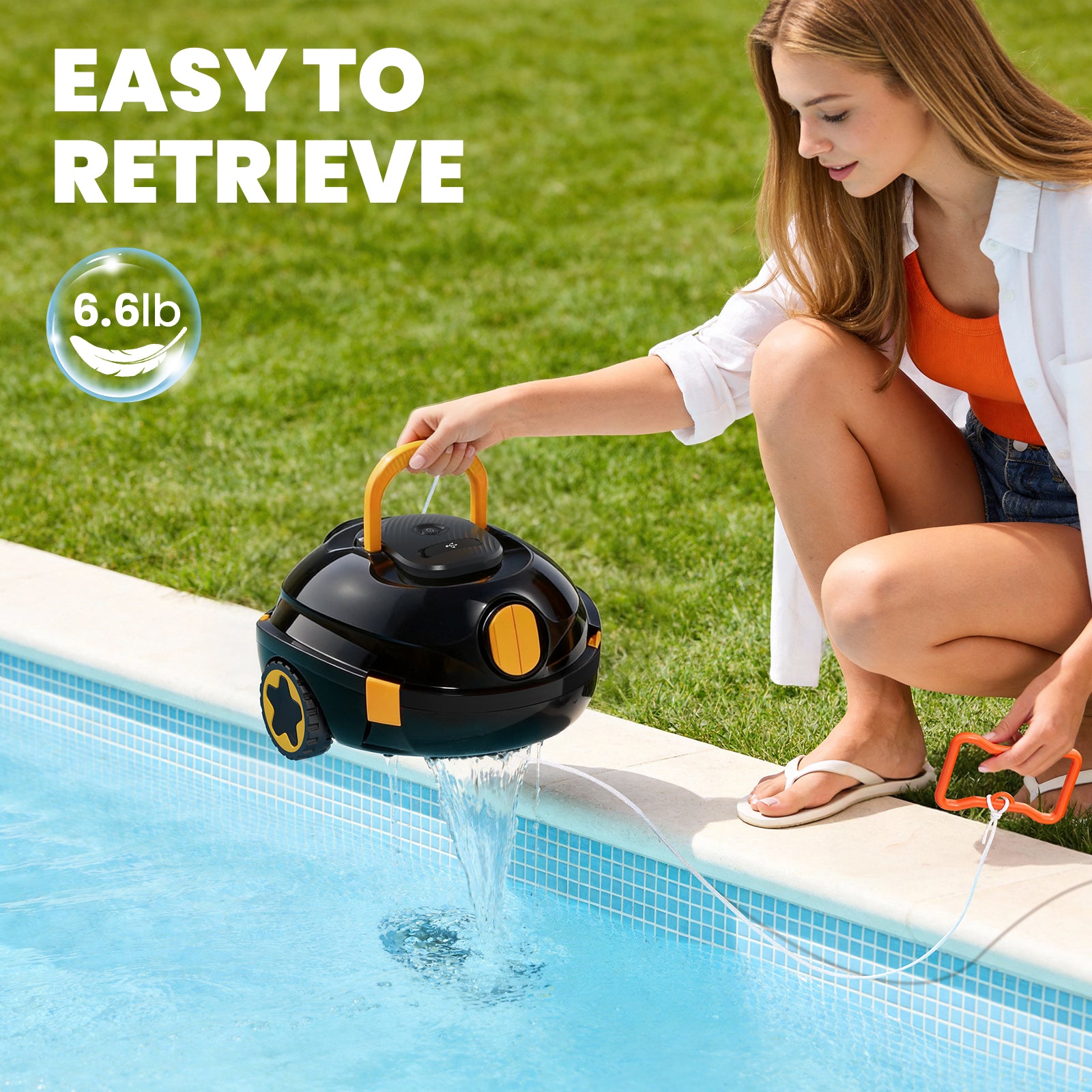 Y20 Robotic Pool Cleaner, Cordless Pool Vacuum for Above Ground & Inground Flat Pools with Dual Motors, 150 Min Runtime, Auto-Parking, Powerful Pool Vacuum Robot for Up to 1300 Sq.Ft